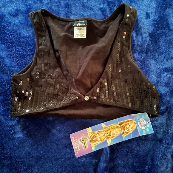 Vintage Hannah Montana Sequin Black Kids Vest - Picture 1 of 4